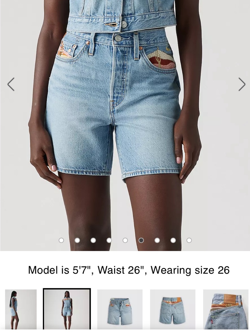 Levi's Light Blue High-Rise Denim Shorts with Subtle Fade. Size 27